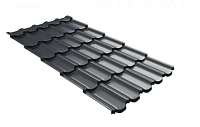 Металлочерепица Grand Line Kvinta plus 3D 0,5 мм GreenCoat Pural BT RR 23 (т-серый)